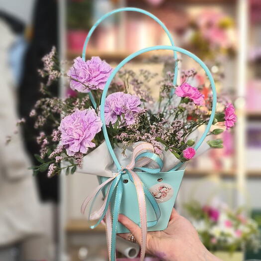 Композиция в сумочке Бирюзовая