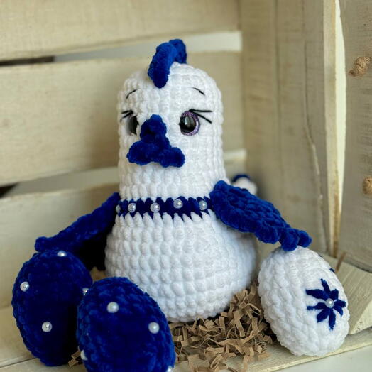 Пасхальная курица с яйцами "Гжель"