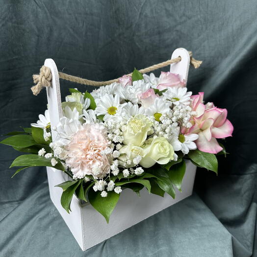 🌸Цветы в деревяном ящике Микс