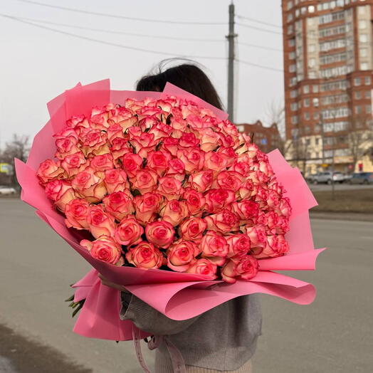 Букет из 101 розовой розы
