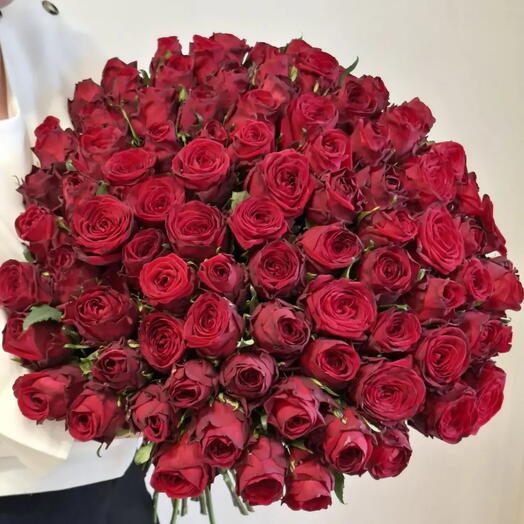 Букет из 89 бордовых  роз