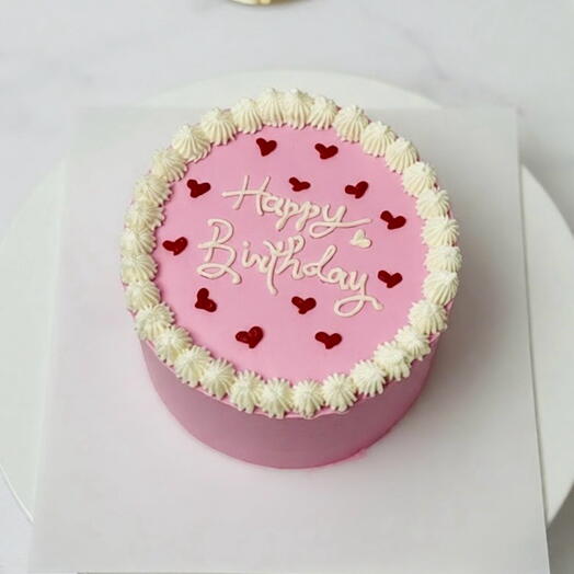 Бенто-торт на день рождения девушке,женщине Happy Birthday розовый торт