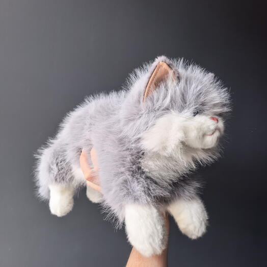 Игрушка котик серый мяукает