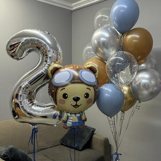 Шары на  2 годика мальчику 🎉 Набор с цифрой 2 и доставкой сегодня