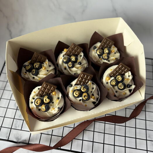 Капкейки 6шт с голубикой