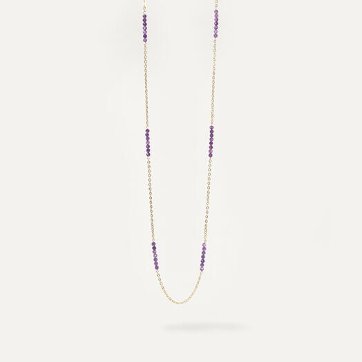 Ожерелье, колье Плющ Аметист 14K 75 см (NEC1124)