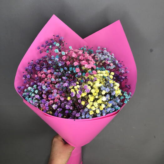 Дофаминовый букет радужных гипсофил🌸