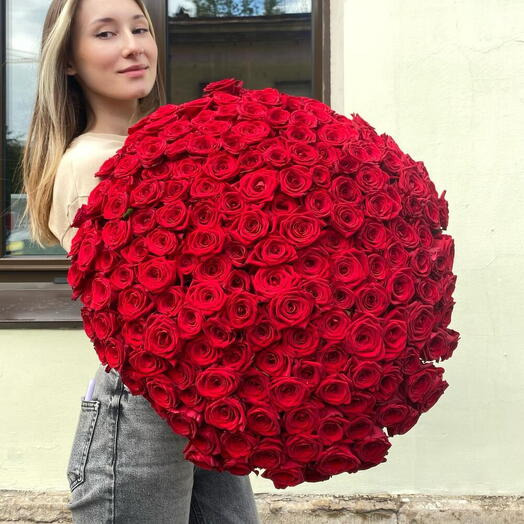 💎 Букет из 201 красной розы Ред Наоми 60 см под ленту | 🌹 Премиум качество