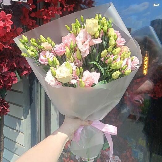 Романтика в деталях💝Букет с Эустомой и Маттиолой 🩷🍀Дофаминовый букет🤍