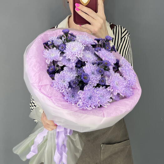 Букет васильковый 💜 лавандовая хрищантема 💜 сиреневый Астер 💜💜💜