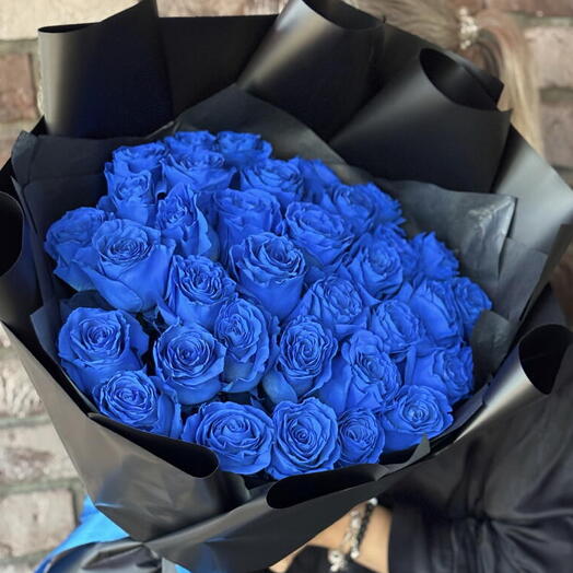 Букет из 35 синих роз «Люкс»💙