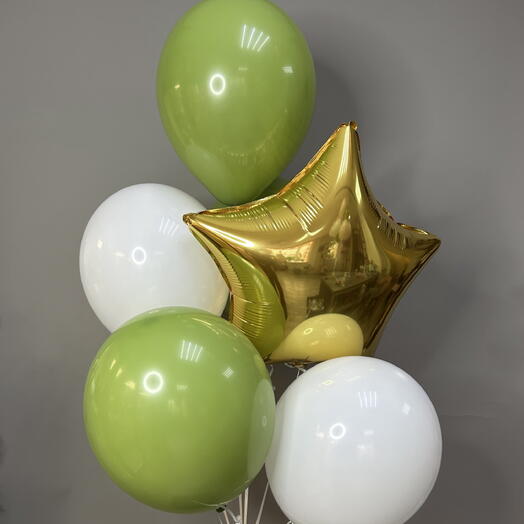 Набор воздушных шаров с звёздочкой🤍💚