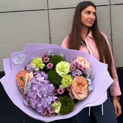 Лавандовый букет с добавлением гортензии