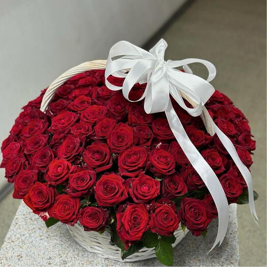 101 бордовая Роза в корзине ♥️