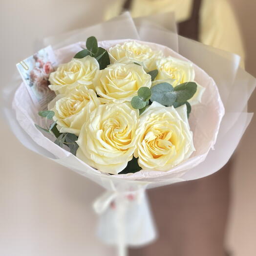 Самый ароматный букет🥰 из крупных пионовидных роз Кенделайт с зеленью эвкалита🤗🌸
