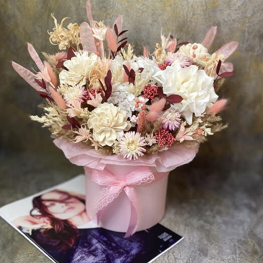 Сухоцветы в коробке Нежные эмоции 🌸🌸🌸