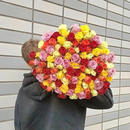 Яркие воспоминания 🥰 101 роза😍Букет из 101 микс розы Кенийская роза 🌹