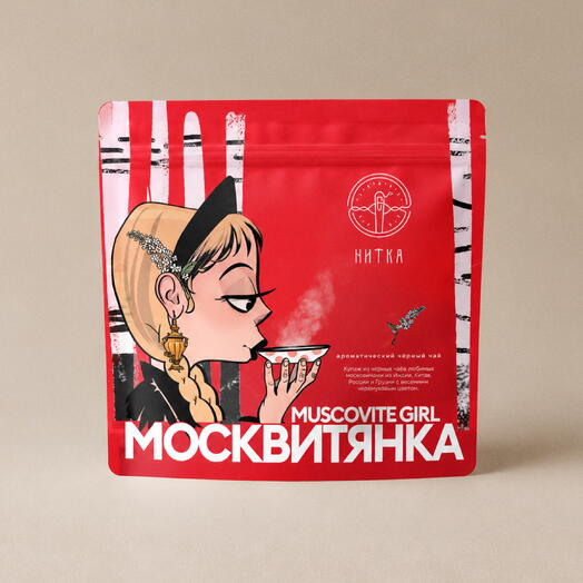Чёрный чай с черемухой "Москвитянка" 50 г, Нитка / Фирменный десертный купаж с соцветиями черемухи