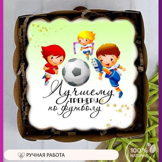 Пряник «Лучшему тренеру по футболу» с юными футболистами