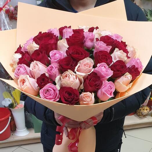 51 роза Кения 40см микс