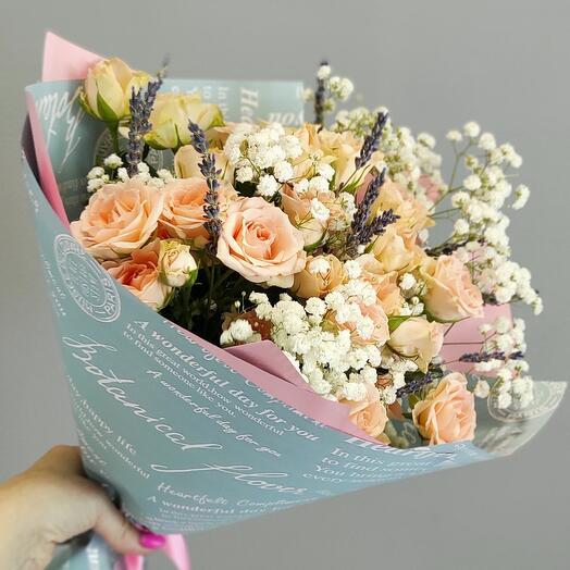 Bush rose with lavender