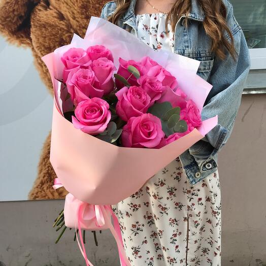 15 розовых роз💕