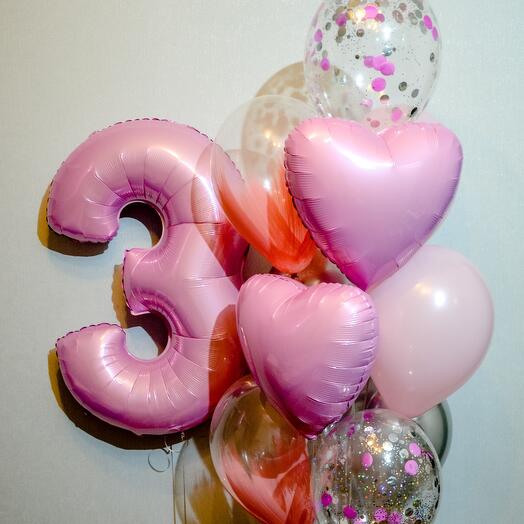 Balls for 3 years (10 balls and a digit)