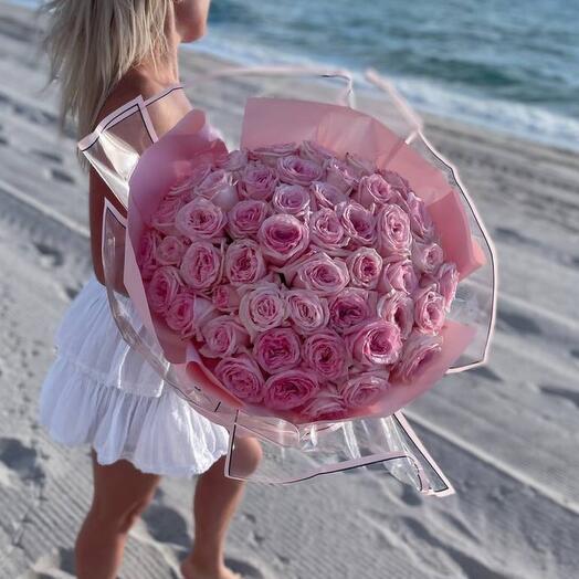 50 ədəd çəhrayı bağ gülü