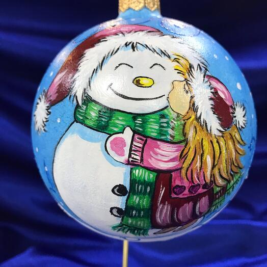 Bola de Navidad Niña y muñeco de nieve