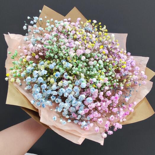 Букет из радужных гипсофил "После дождя"