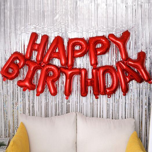 Красная гирлянда Happy Birthday