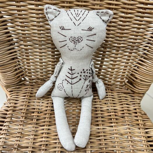 Игрушка Кот (льняной) сшитый, ручная работа