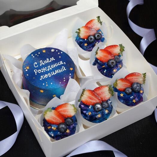 A set of bento and 5 Cosmos cupcakes