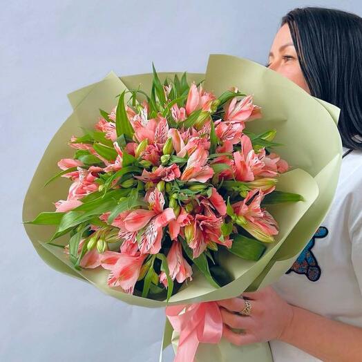 Монобукет из розовых альстромерий (15шт)