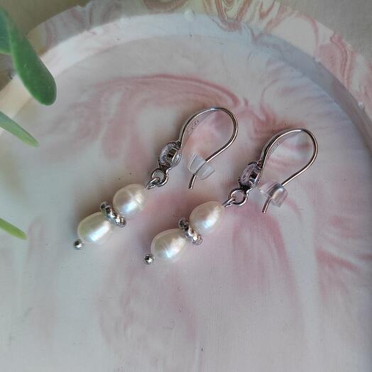 Серьги из культивированного белого жемчуга