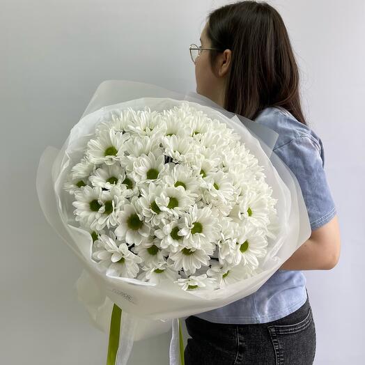 Букет Lola из 11 белой кустовой ромашки (хризантемы)