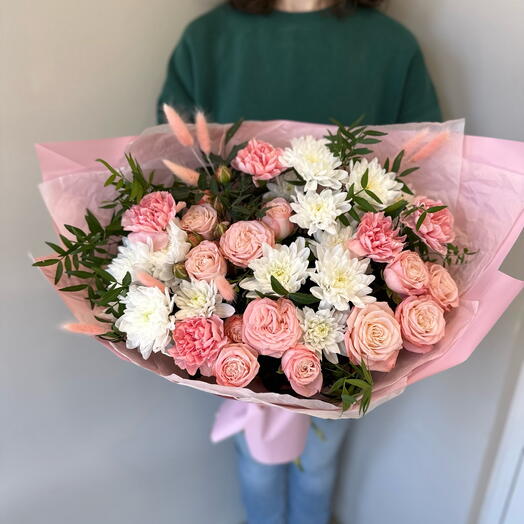 Букет из кустовых роз и хризантем 💕Особый повод