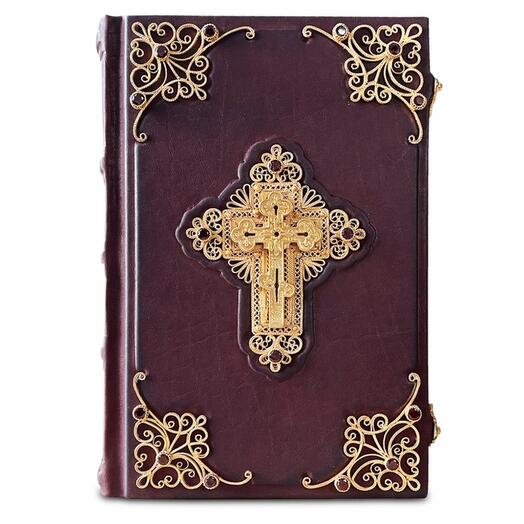 "Библия" Книга подарочная в кожаной обложке с золотой филигранью