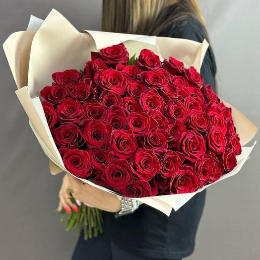 Букет цветов из 51 розы 50см, размер М