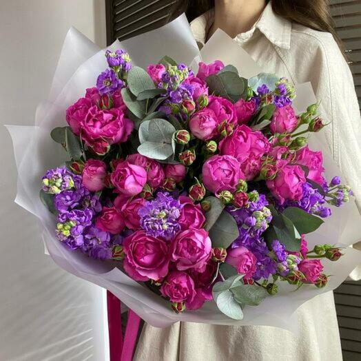 Enchanting Pink Rose and Matthiola Bouquet