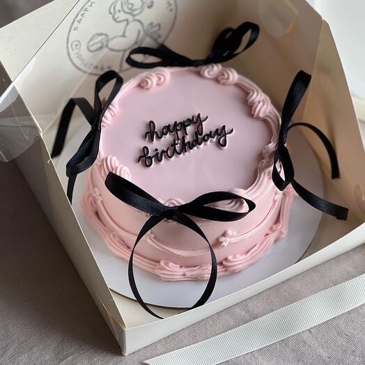 Бенто тортик с рюшами «happy birthday»