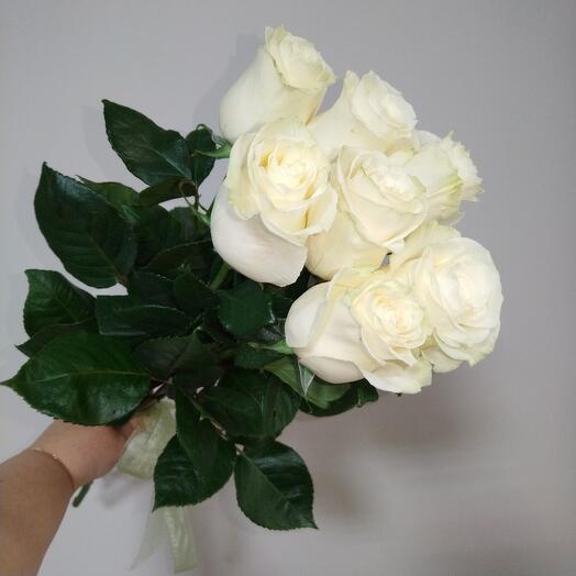 Белые розы Мондиаль 7шт