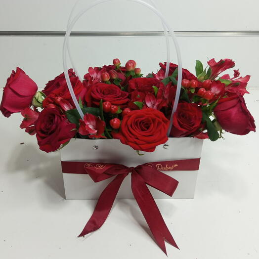 Red Roses Gift Bag Arrangement