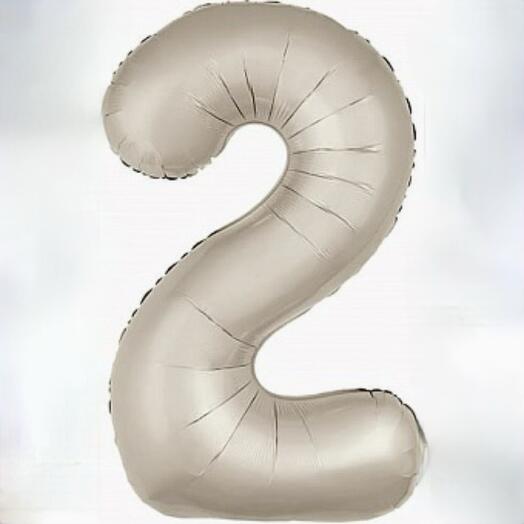 Фольгированный воздушный гелиевый шар цифра 2 крем 102 см (40 дюймов) для украшения праздника и дня рождения