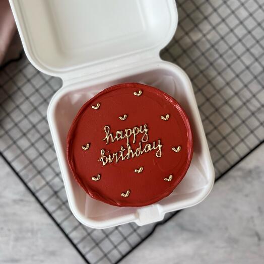 Бенто торт с золотой надписью happy birthday