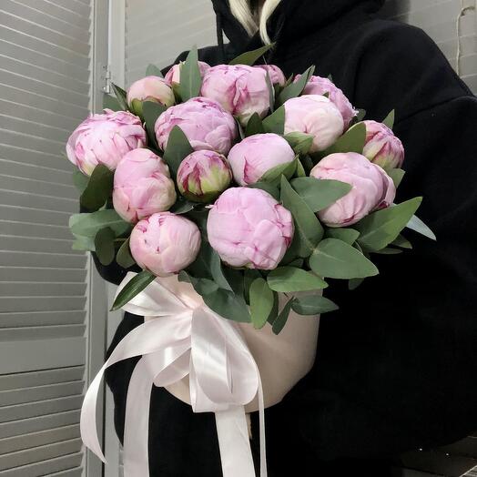 Импортные шикарные пионы Сара в коробке