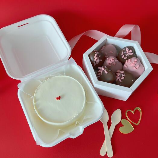 Набор бенто торт и пирожные «картошка» подарок любимым на 14 февраля, день всех влюбленных