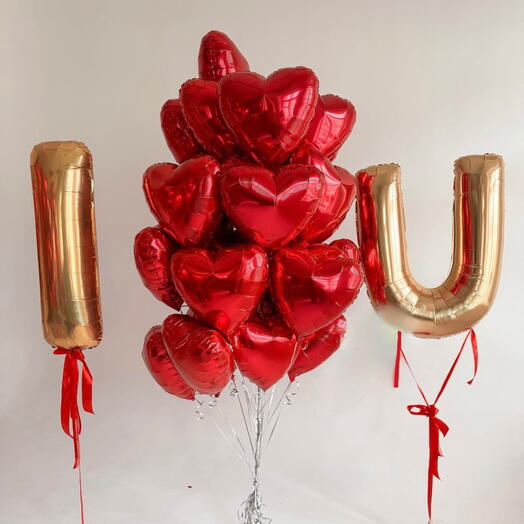 Шарики красные сердца i love you