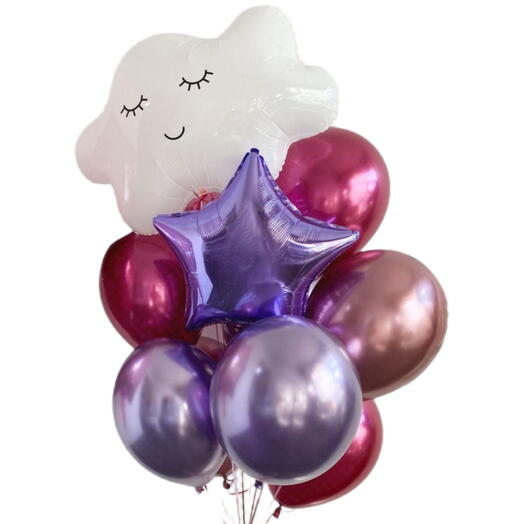 Набор воздушных Шаров гелий облако, металлик 11 штук. Set of helium balloons Cloud, chrome 11 pcs