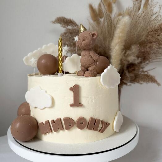 Торт 1,5 кг с фигуркой мишки и вашей надписью